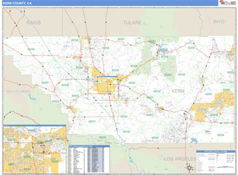 Kern County California Zip Code Wall Map