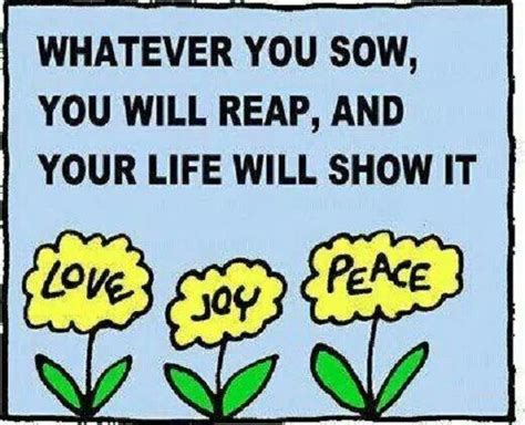Whatever You Sow You Will Reap And Your Life Will Show It Love Joy