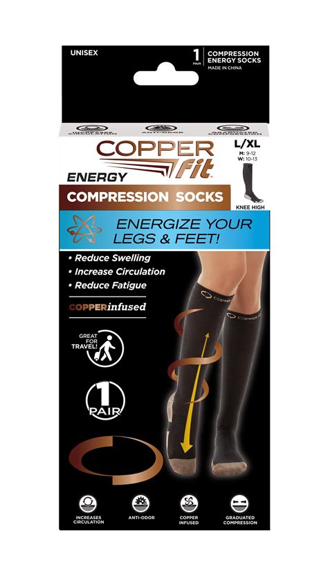 Copper Fit Energy Compression Socks Lxl 1 Pair As Seen On Tv