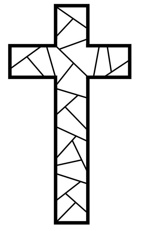 Cross Coloring Page Stain Glass Cross Mosaic Patterns