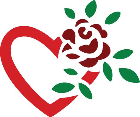 Free Clipart Of A Fully Bloomed Red Rose And Love Heart