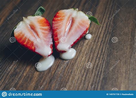 Sex Metaphor With Strawberries And Milk On Table Stock Image Image Of