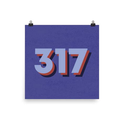 317 Area Code Poster United State Of Indiana