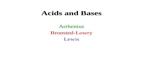 Acids And Bases Arrhenius Bronsted Lowry Lewis Definitions Of Acids