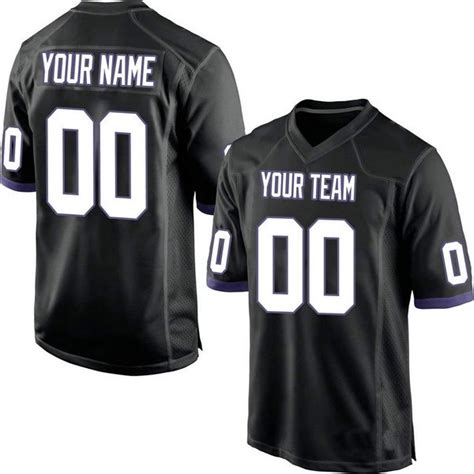 Custom Black Football Jersey With Purple