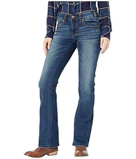 Rock And Roll Cowgirl W1 7683 Mid Rise Jeans In Dark Vintage Wash Cowgirl Delight Mid Rise