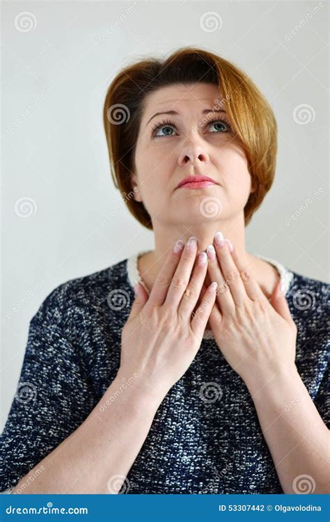 Adult Woman With A Sore Throat Stock Photo Image Of Pneumonia Disease