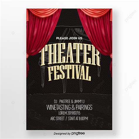 Theatre poster for the musical: Red Curtain Piano Music And Drama Festival Poster Template for Free Download on Pngtree