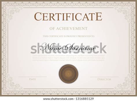 Vintage Certificate Template Border Stock Vector Royalty Free