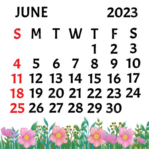 June Calendar Png Image Calendar Of June With Floral Decoration June