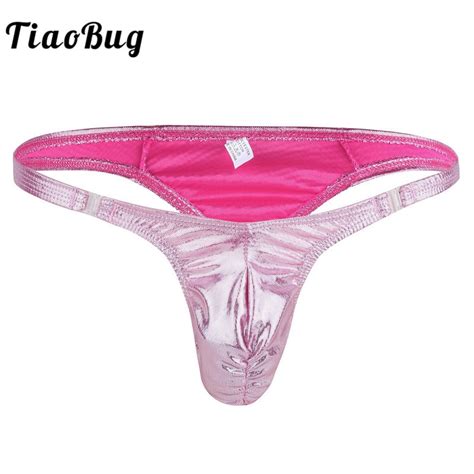 TiaoBug Sexy Men Shiny Low Rise Ruched Bulge Pouch G String Thongs Gay