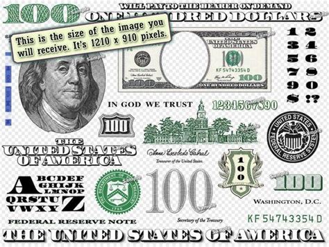 Hundred Dollar Bill Design Images Photoshop Transparent File Etsy