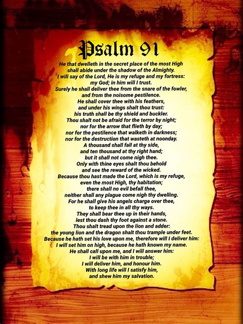 Psalm 91 Poster Printable Pdf T Psalm 91 Prayer Card Wall Etsy