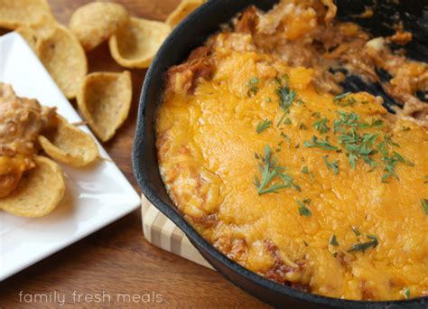 You can also try this recipe with chicken or shrimp. Cheesy BBQ Pulled Pork Dip - Family Fresh Meals