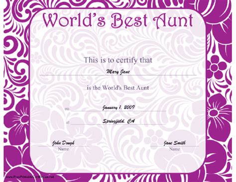 Check spelling or type a new query. This printable certificate for the world's best aunt ...