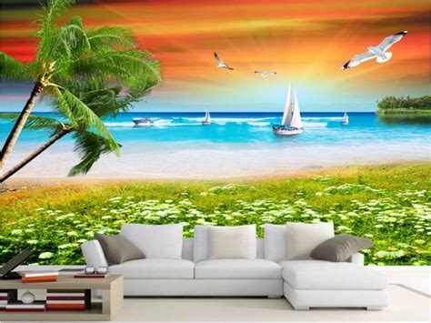Custom Photo 3d Room Wallpaper Mural Sea Sailing Dove Scenery Landscape