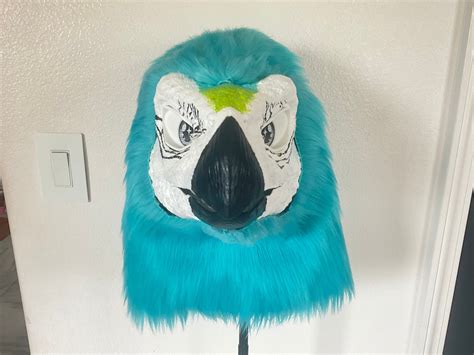 Need Gone Pre Made Macaw Therizinosaurus Dino Mask Furry Etsy