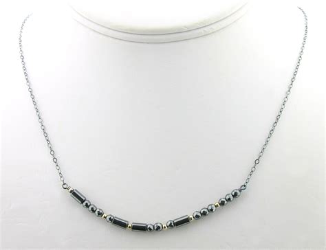 Badass Morse Code Necklace Black Metallic Hematite Gemstone Handmade
