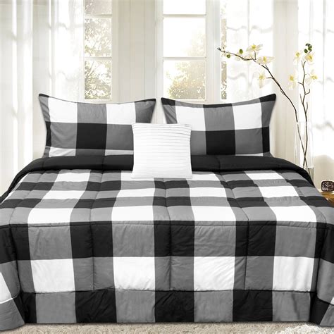Sweet Home Collection Plaid Microfiber Reversible Comforter Sets Full