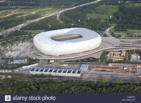 First plans for a new stadium were made in 1997, and even though the city of munich initially preferred reconstructing the olympiastadion. aerial view of Allianz Arena football stadium, Munich ...
