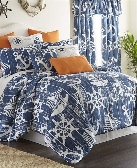 Coastal bedding makes a beautiful focal point in the bedroom. Colcha Linens Nautical Board Duvet Cover Set-King ...