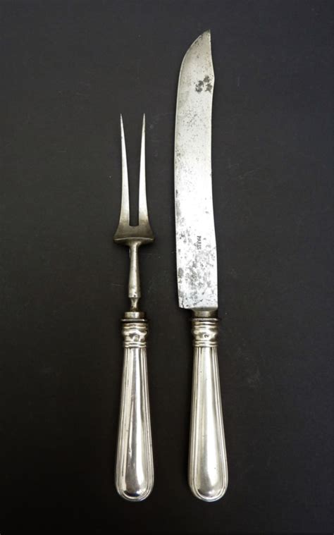 Antique French Silver Plated Meat Carving Set Meat Serving Forks La