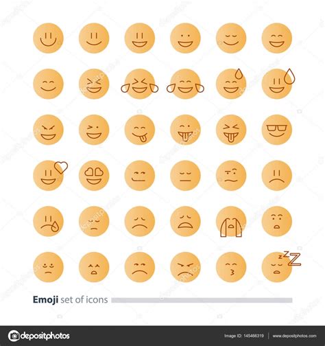 Emoji Icons Emoticon Symbols Face Expression Signs Minimalistic Flat