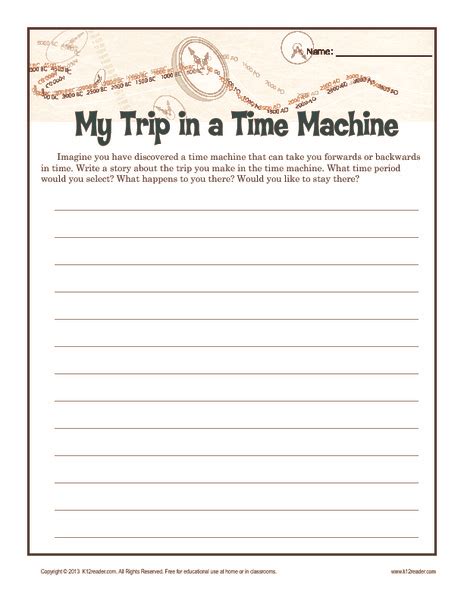 My Trip In A Time Machine Writing Prompt For 5th 8th