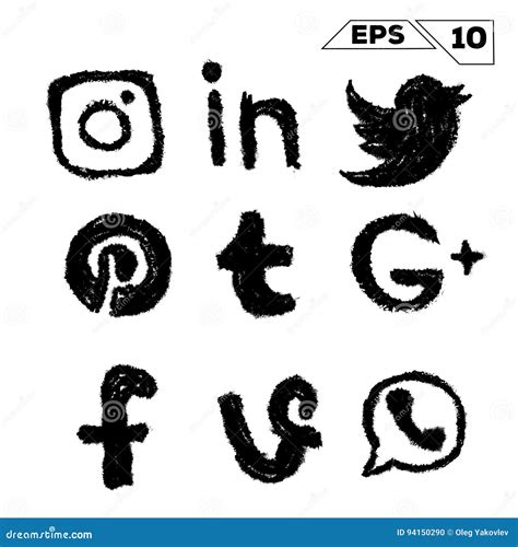Social Media Icons Hand Drawn Editorial Image Illustration Of