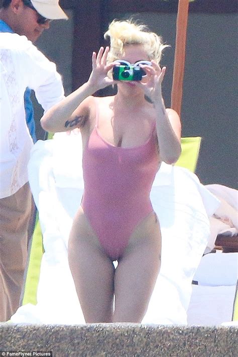 Lady Gaga Shows Off In A Skimpy Pink One Piece While Hitting The Pool