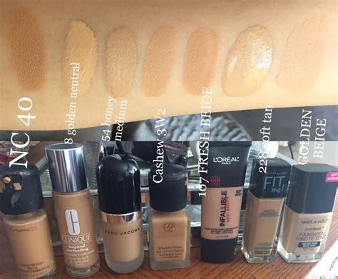 Makeup Foundations Swatches Medium Toned Foundation Shades With Yellowgolden Undertones