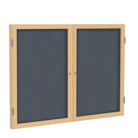 Pw23648f 91 Ghent 2 Door Enclosed Fabric Bulletin Boards With Oak Wood Frame Wall Mounted