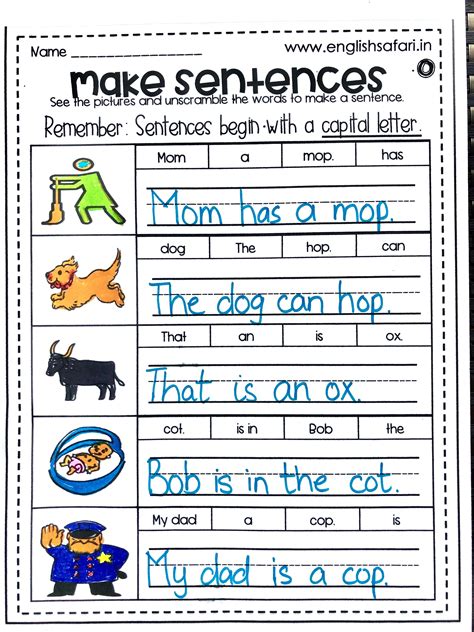 Write A Sentence Using The Word Worksheet
