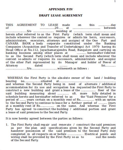 sample commercial lease agreement templates   ms word