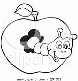 Worm Apple Outline Coloring Illustration Royalty Visekart Clipart Rf Logo Worms Clip Clipartof sketch template