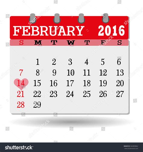 February 14 Valentines Day Calendar Stock Vector 362809862 Shutterstock