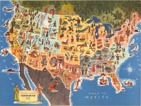Trailways Presents Vacation And Play Usa Curtis Wright Maps