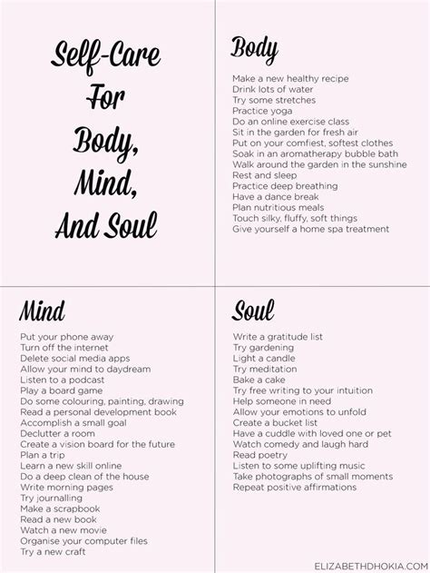 Over 50 Self Care Ideas To Help Body Mind And Soul All Which You Can