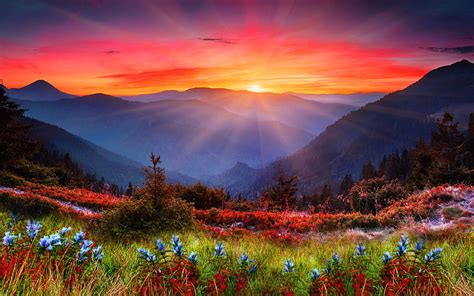 Sunset Mountains Landscape