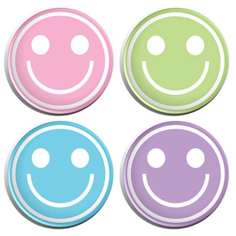 Pastel Smiley Face Button Badges 4 Pack By Buttonpinbee On Etsy
