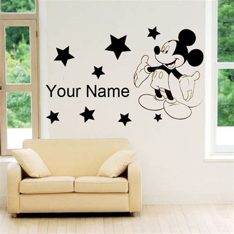 New Mickey Mouse Wall Stickers For Kids Rooms Custom Name Removable