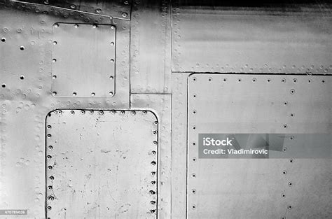 Closeup Gray Painted Aluminum Aircraft Sheet Metal Background Texture