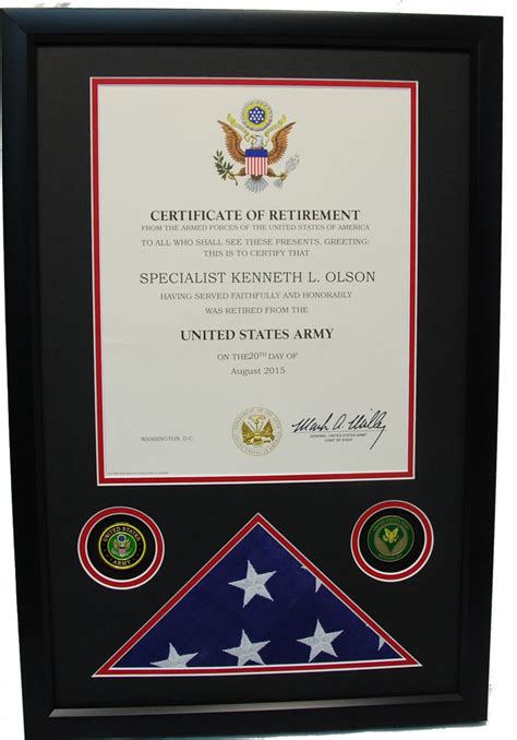 Us Military Retirement Certificate Shadow Box Military Memories And