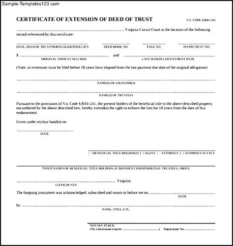 Free Download Deed Of Trust Form Sample Templates