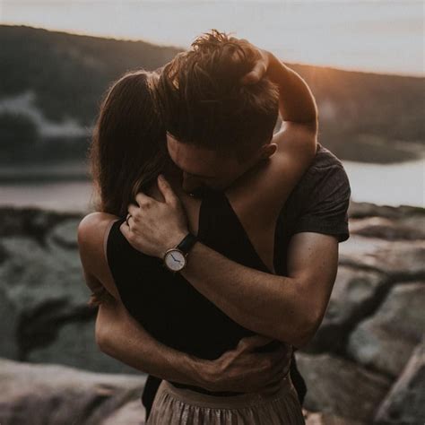 Love Couple Engagement Sunset Hugs Mood Photos Outdoors