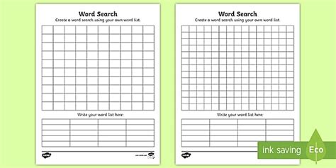 Blank Word Search Template Word Games Literacy