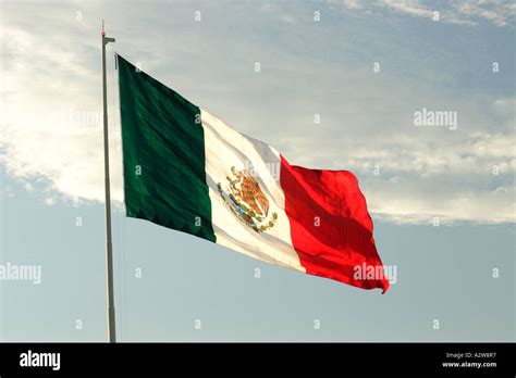 Huge Mexican Flag At Sunset Stock Photo Alamy