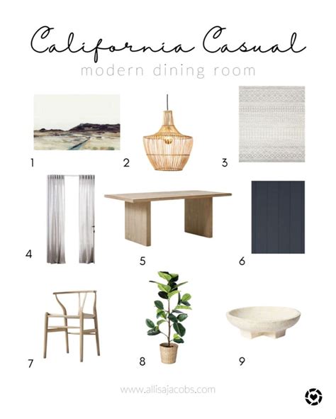 California Casual Dining Room Mood Board Casual Dining Rooms