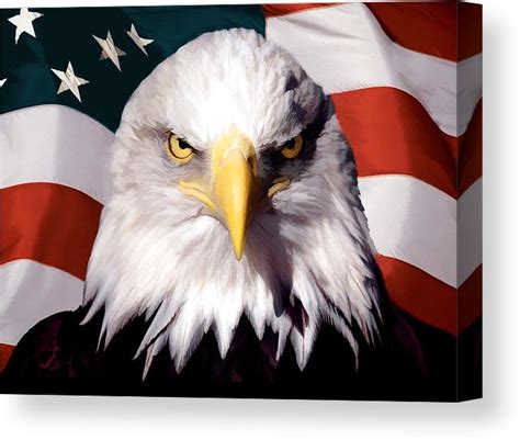 American Bald Eagle And Flag Canvas Print Canvas Art By