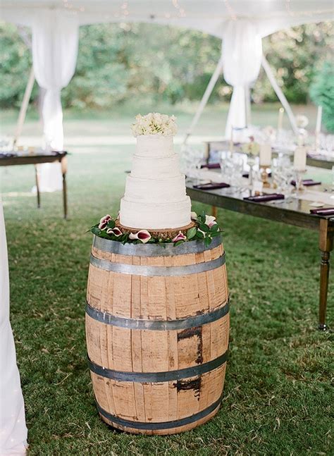 western theme wedding ideas wine barrel in place of a cake table melissa schollert wedding
